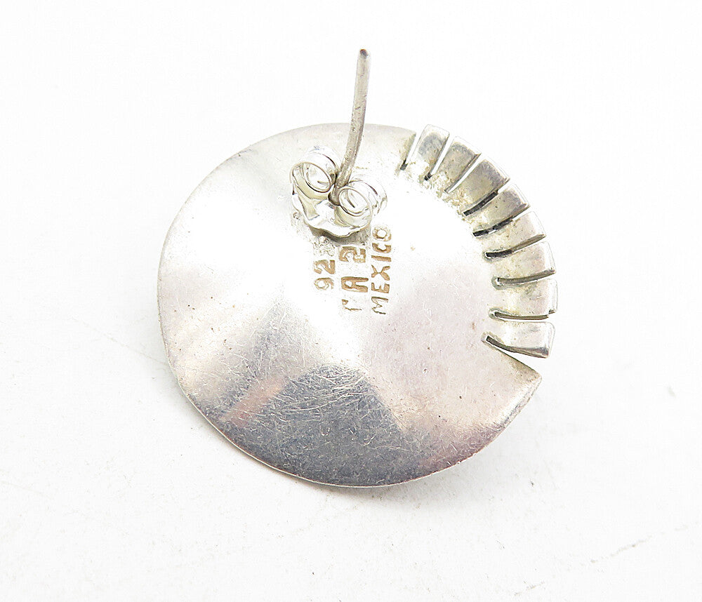 MEXICO 925 Sterling Silver  Vintage Twist Dome Button Drop Earrings  EG4026
