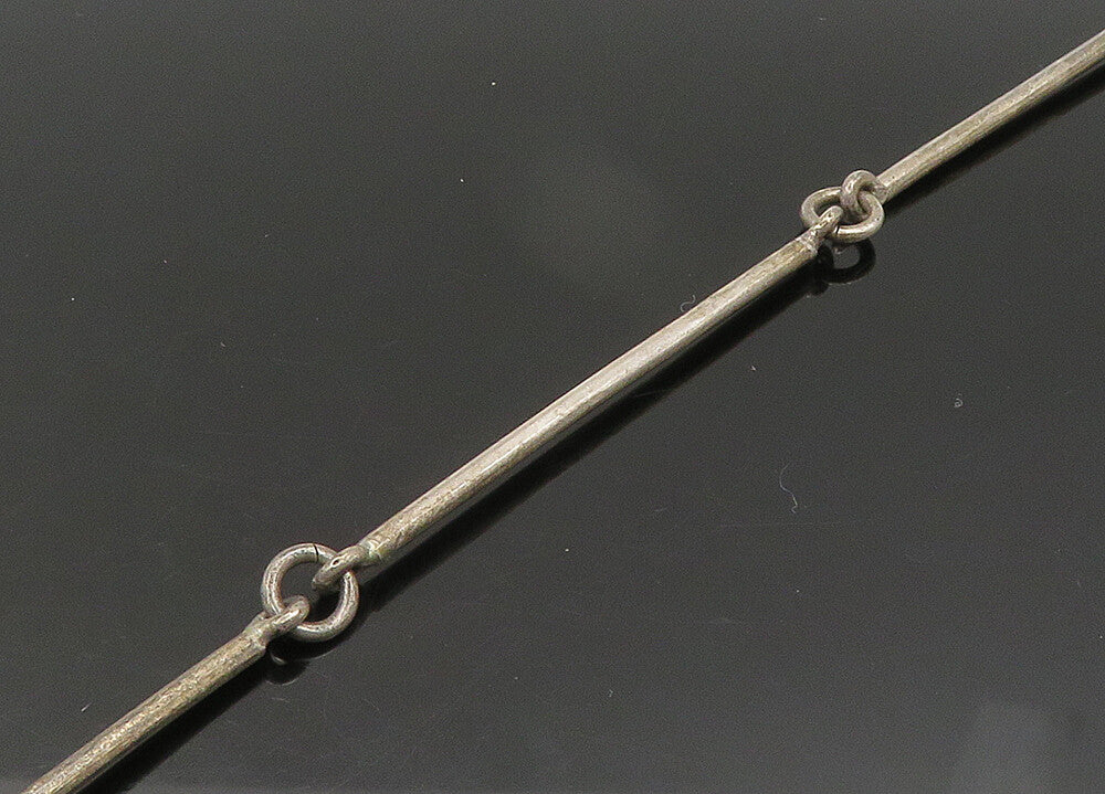 MEXICO 925 Silver  Vintage Dark Tone Spiral Bar Link Chain Necklace  NE3549