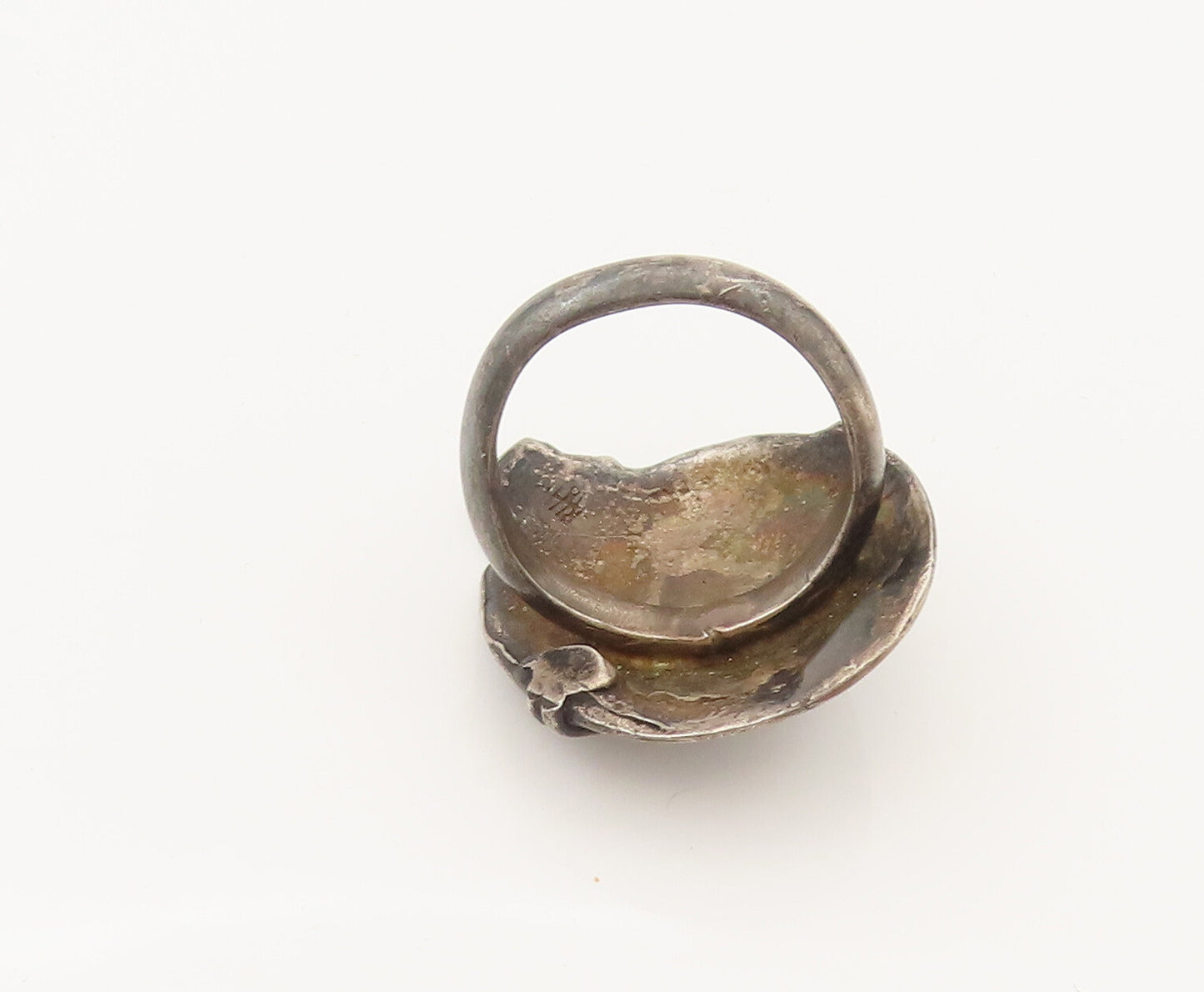 925 Sterling Silver  Vintage Spiral Shield Dome Ring Sz 6.75  RG26414