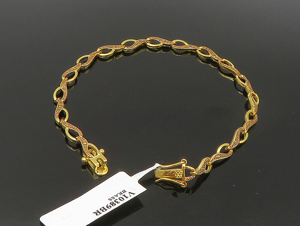 Gold Over 925 Sterling Silver Genuine Diamond Two Tone Tennis Bracelet BT1089