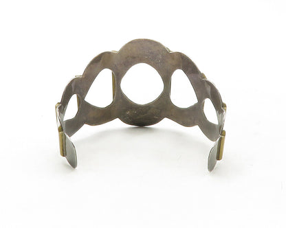 MEXICO 925 Sterling Silver  Vintage Two Tone Design Cuff Bracelet  BT4822