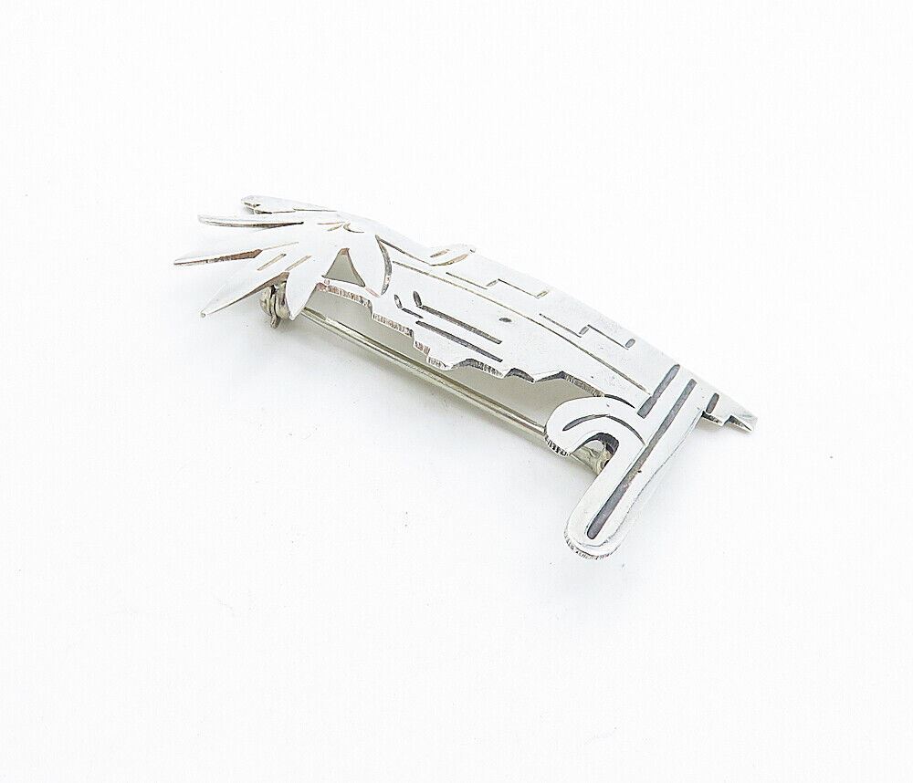 MEXICO 925 Sterling Silver  Vintage Cactus Desert Scene Brooch Pin  BP2629