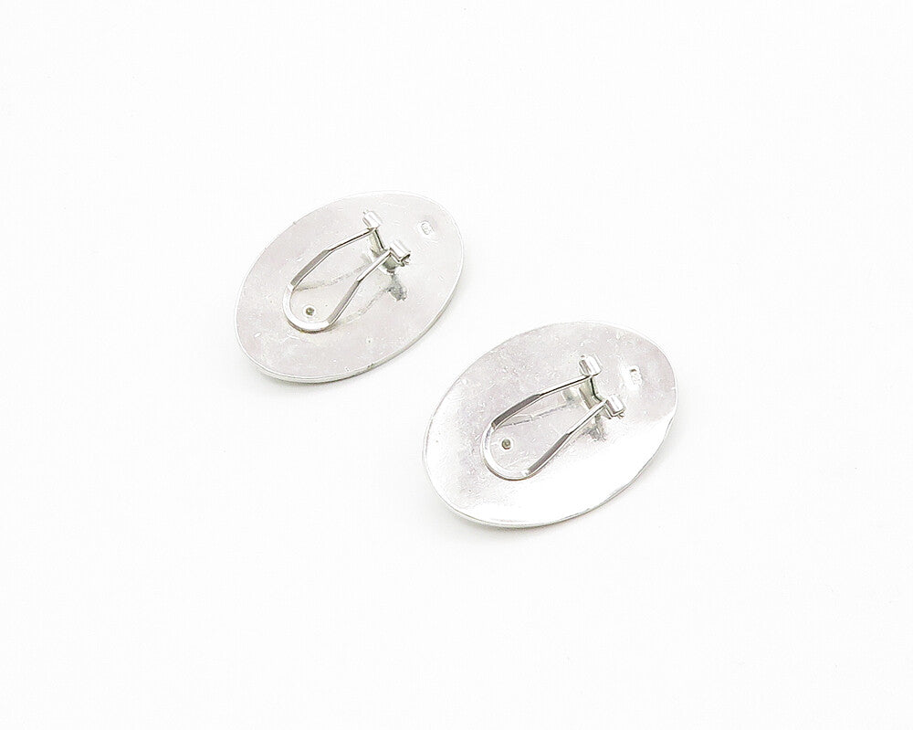 925 Sterling Silver  Mother Of Pearl & Hematite Non Pierce Earrings  EG9100