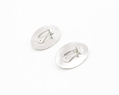 925 Sterling Silver  Mother Of Pearl & Hematite Non Pierce Earrings  EG9100