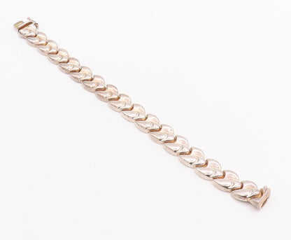 925 Sterling Silver Vintage Bracelet Brutalist Carved Puffed Design  BT10644