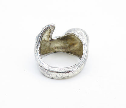 MEXICO 925 Silver  Vintage Shiny Fluted Shrimp Dome Band Ring Sz 7  RG6968