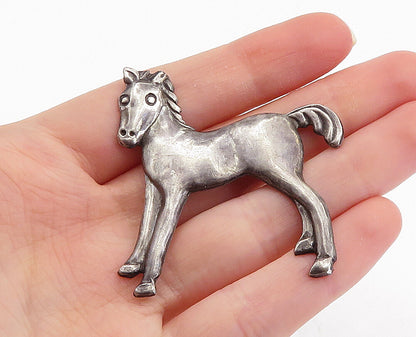 925 Sterling Silver  Vintage Antique Oxidized Horse Motif Brooch Pin  BP2135