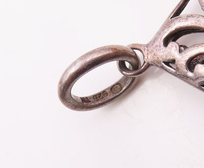 925 Sterling Silver  Vintage Pear Shaped Open Scroll Cutout Pendant  PT20983