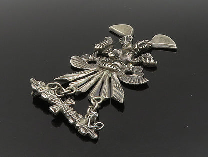 925 Sterling Silver  Vintage Sculpted Tribal Warrior Dangle Pendant  PT20229
