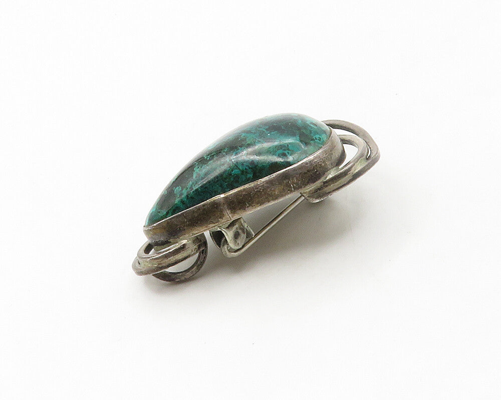 ISRAEL 925 Sterling Silver  Vintage Eilat Stone Modernist Brooch Pin  BP6665