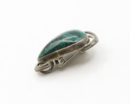 ISRAEL 925 Sterling Silver  Vintage Eilat Stone Modernist Brooch Pin  BP6665
