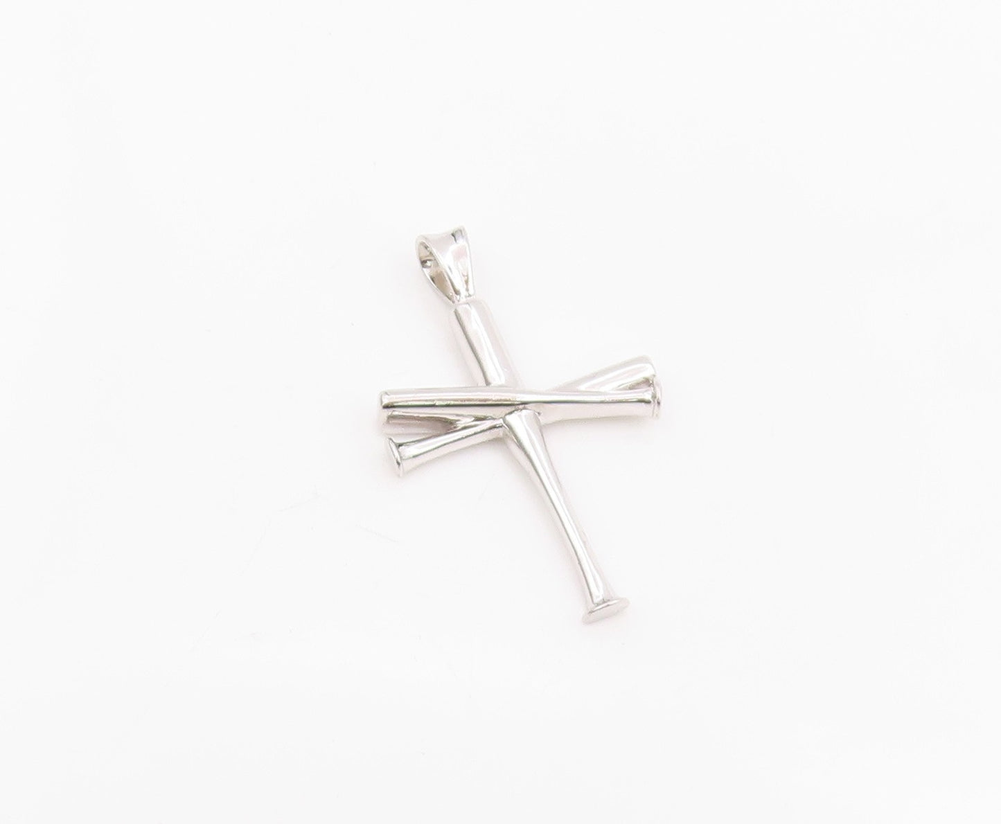 925 Sterling Silver Vintage Pendant Baseball Bat Religious Cross Charm  PT25653
