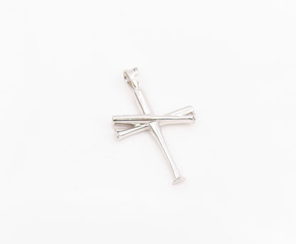 925 Sterling Silver Vintage Pendant Baseball Bat Religious Cross Charm  PT25653