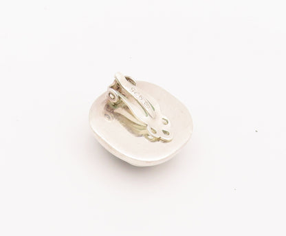 925 Sterling Silver Vintage Earrings Cabochon Gemstone  Square  EG12799