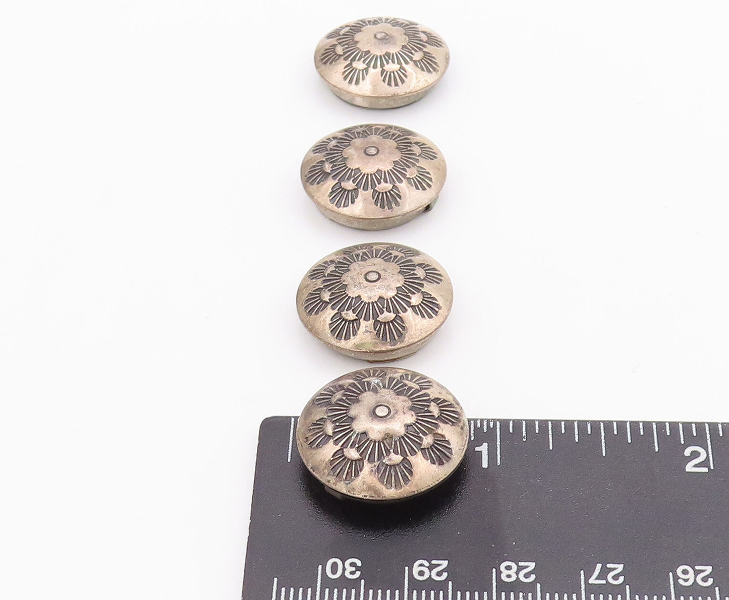 925 Sterling Silver Vintage Button Cover NAVAJO Trible Floral Etched  TR3748