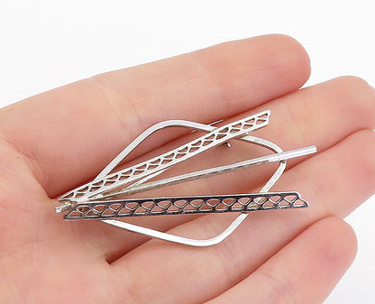 925 Sterling Silver  Vintage Shiny Polished Open Design Brooch Pin  BP2210