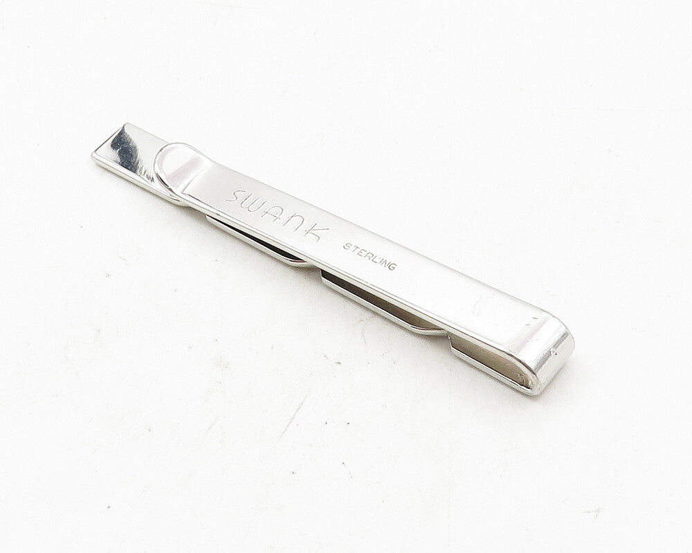 SWANK 925 Sterling Silver  Shiny Diamond Shape Pattern Tie Clip   TR1672