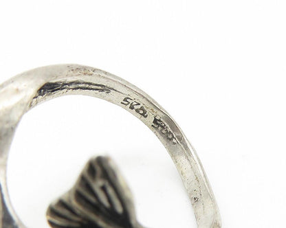 925 Sterling Silver  Vintage Leaping Dolphin Motif Bypass Ring Sz 5.5  RG11286