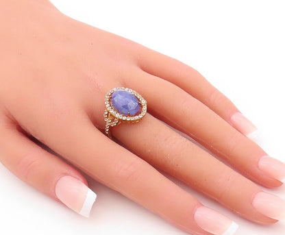925 Sterling Silver Vintage Ring Gold Plated Tanzanite & Topaz  Sz 7  RG30019
