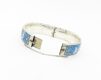 SIAM 925 Sterling Silver  Vintage Enamel Dancer Floral Bangle Bracelet  BT6884