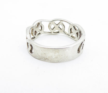 925 Sterling Silver  Vintage Shiny Pretzel Knot Design Band Ring Sz 11  RG5972
