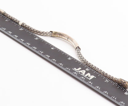 925 Sterling Silver Vintage Bracelet Solid Cutout Designs Breaded Band  BT10678