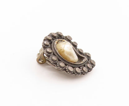 925 Sterling Silver Vintage Earrings Antique Pearl Tear Drop Shape  EG13544