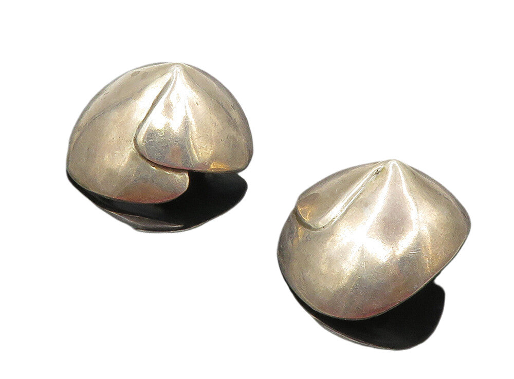 925 Sterling Silver  Vintage Dark Tone Hollow Non Pierce Earrings  EG4633