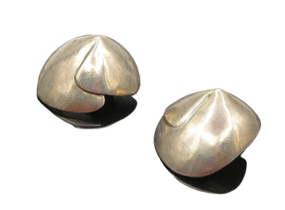 925 Sterling Silver  Vintage Dark Tone Hollow Non Pierce Earrings  EG4633