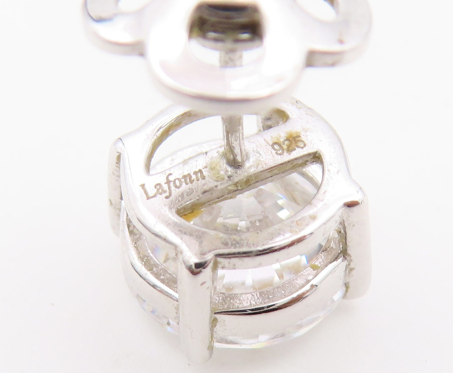 925 Sterling Silver Vintage Earrings LAFONN Elegant Round Cut CZ Stud  EG14489