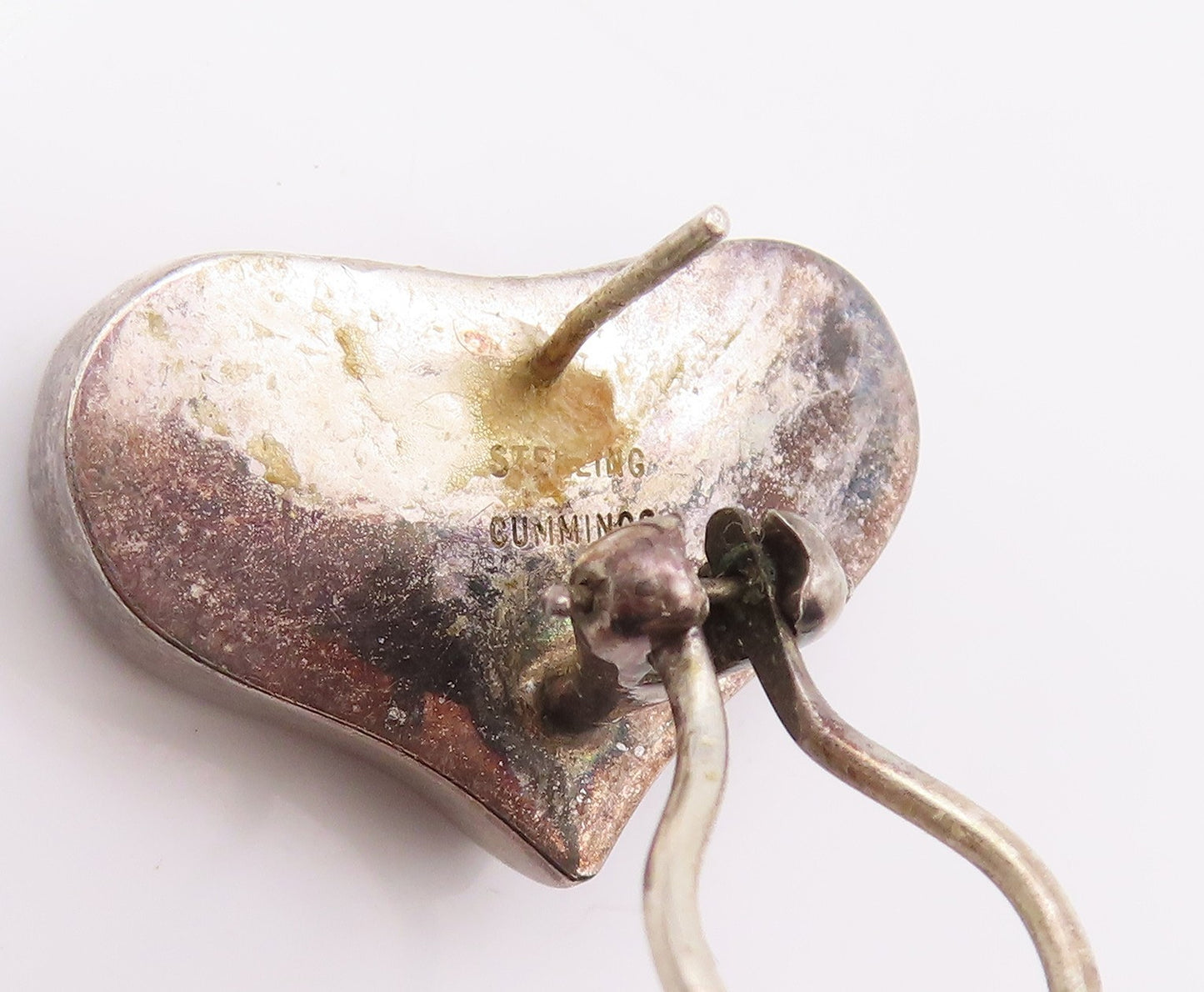 925 Sterling Silver Vintage Earrings ANGELA CUMMINGS Dark Tone Heart  EG13476