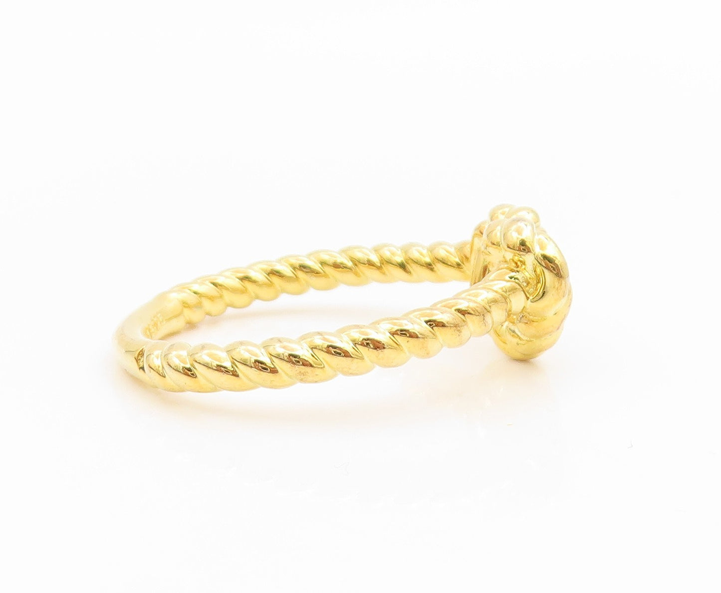 925 Sterling Silver Vintage Ring Gold Plated Love Heart Knot  Sz 10  RG35791