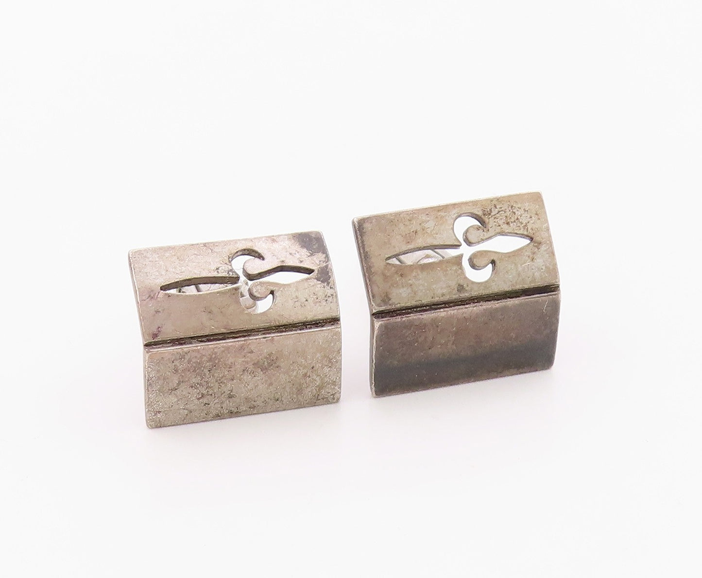 925 Sterling Silver  Vintage Sword Cutout Open Book Design Cuff Links  TR1811