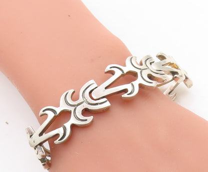 MEXICO 925 Sterling Silver  Vintage Oxidized Detail Chain Bracelet  BT1896