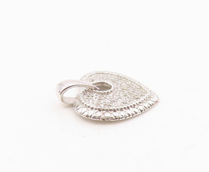 925 Sterling Silver   Shiny Genuine Diamonds Love Heart Drop Pendant  PT15007
