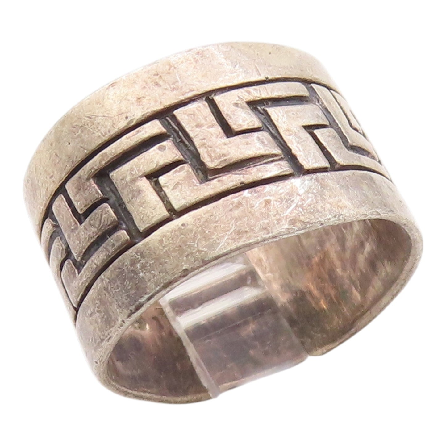925 Sterling Silver Vintage Ring Etched Geometric Pattern Band  Sz 7.5  RG36304