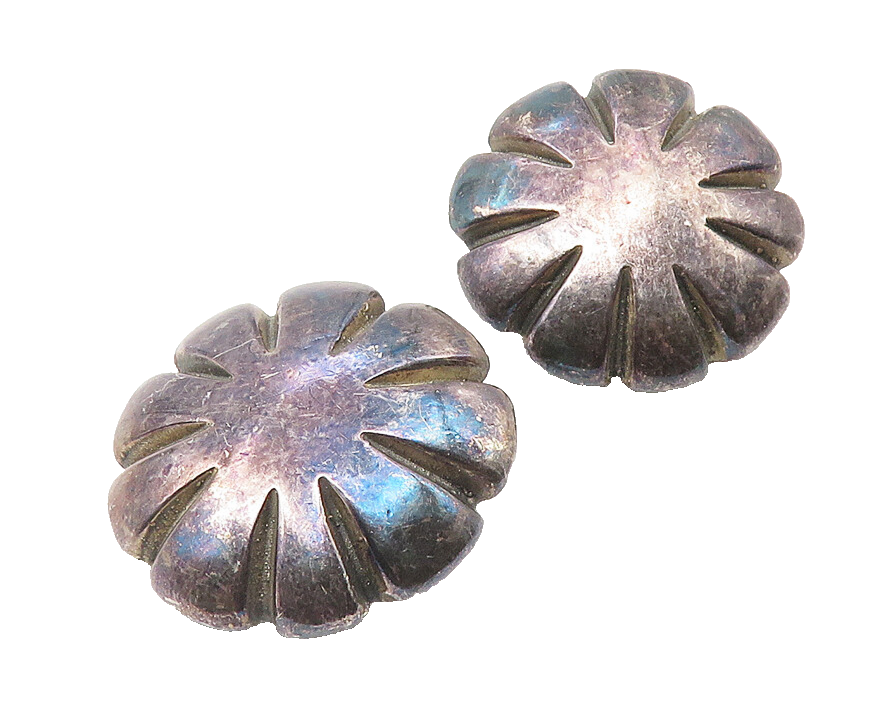 925 Sterling Silver  Vintage Oxidized Hollow Flower Non Pierce Earrings EG5609