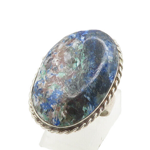 MEXICO 925 Sterling Silver  Vintage Sodalite Twist Cocktail Ring Sz 8  RG18461