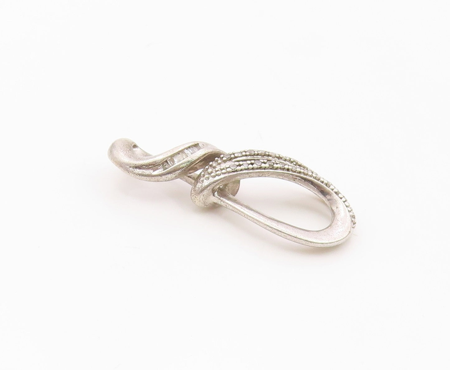 925 Sterling Silver  Genuine Diamonds Infinity Tear Drop Pendant  PT14073