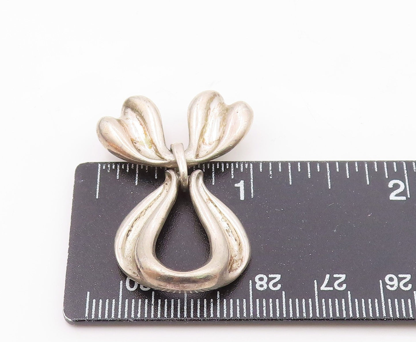 KABANA 925 Sterling Silver  Vintage Shiny Bow Tied Ribbon Pendant  PT16074