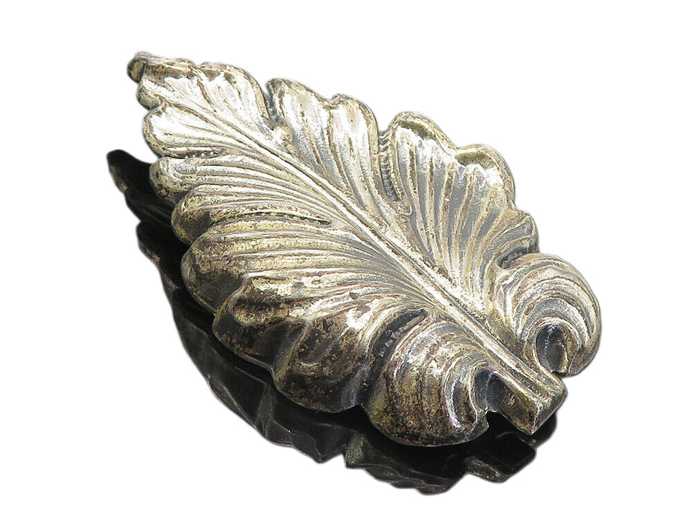 JEWEL ART 925 Sterling Silver  Vintage Dark Tone Floral Leaf Brooch Pin BP3199