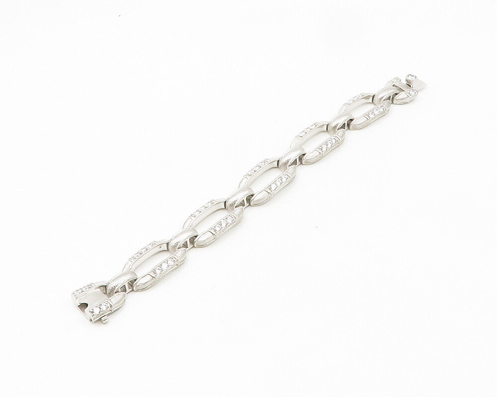 JUDITH RIPKA 925 Silver  Vintage Shiny Cubic Zirconia Chain Bracelet  BT7661