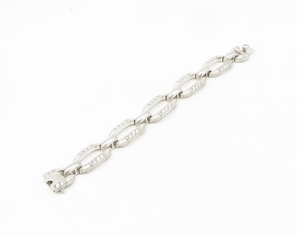 JUDITH RIPKA 925 Silver  Vintage Shiny Cubic Zirconia Chain Bracelet  BT7661