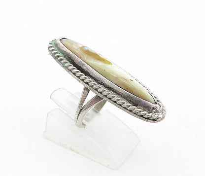 NAVAJO 925 Sterling Silver Vintage Abalone Twist Cocktail Ring Sz 4.5 RG4667