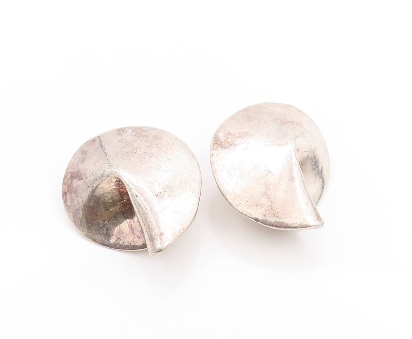 925 Sterling Silver Vintage Earrings Modernist Brutalist Fold Design  EG13607