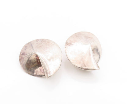925 Sterling Silver Vintage Earrings Modernist Brutalist Fold Design  EG13607