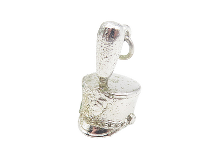 925 Sterling Silver  Vintage Shiny Petite Police Hat Drop Pendant  PT9363