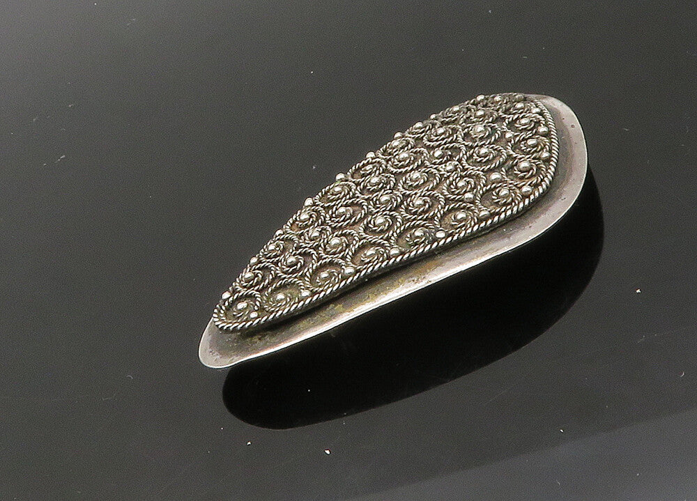 ISRAEL 925 Sterling Silver  Vintage Shiny Twist Patterned Brooch Pin  BP8562