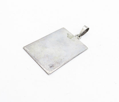 925 Sterling Silver  Vintage Abalone Shell Swirl Inlay Square Pendant  PT3545