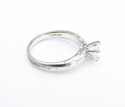 925 Sterling Silver  Prong Set Cubic Zirconia Solitaire Ring Sz 7  RG7646